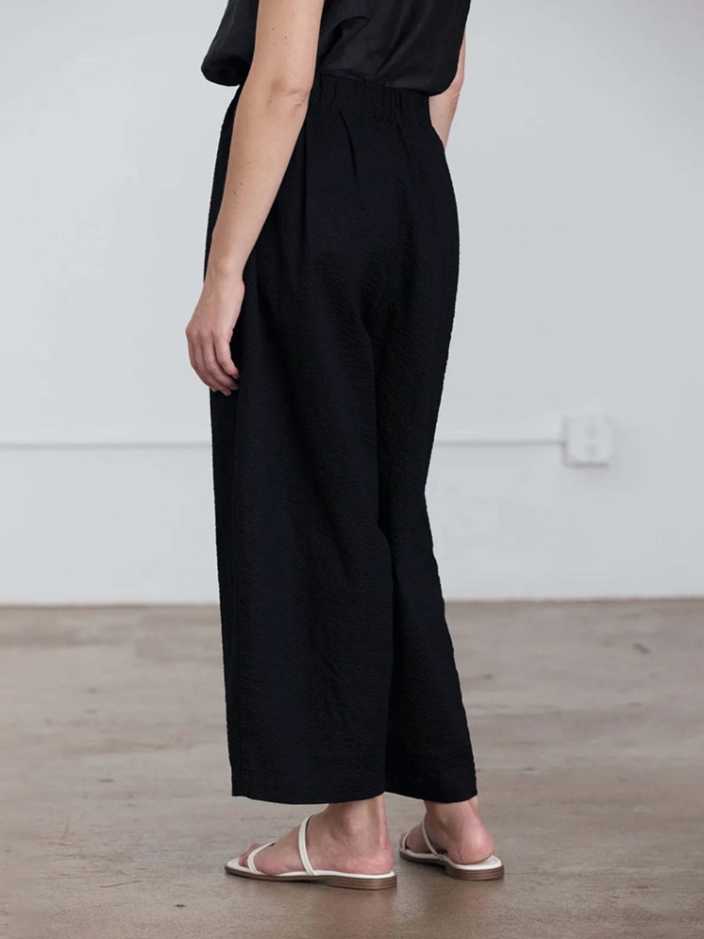 Black Crane wide leg pant trouser cotton wool blend la garconne totokaelo S - Picture 2 of 12